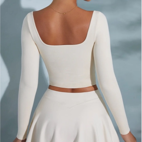 Rounded Square Neck Long Sleeve Top in Ivory - Picture 5 of 5